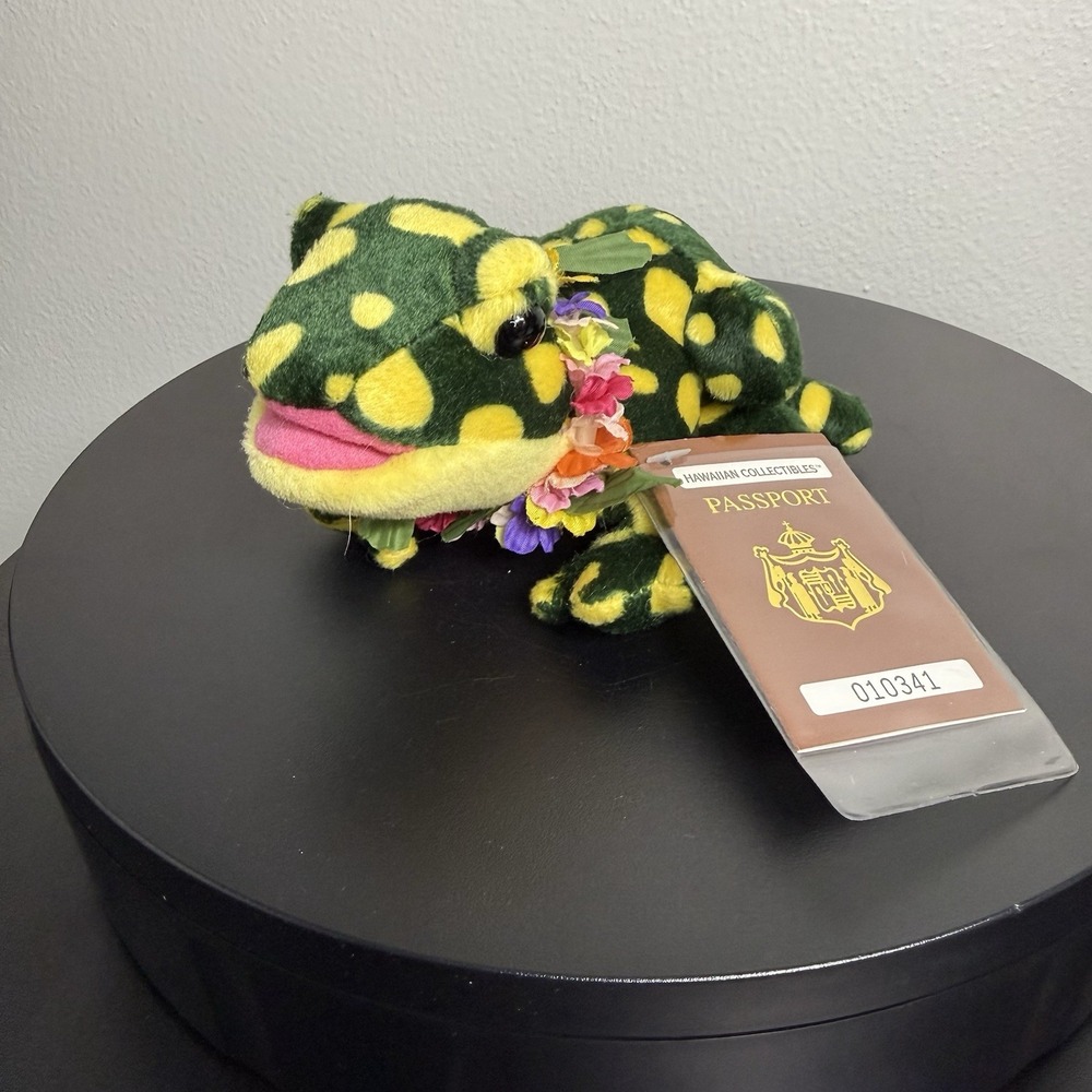 Hawaiian Collectibles Lucky Bullfrog Plush Beanbag Stuffed Toy w/ Passport